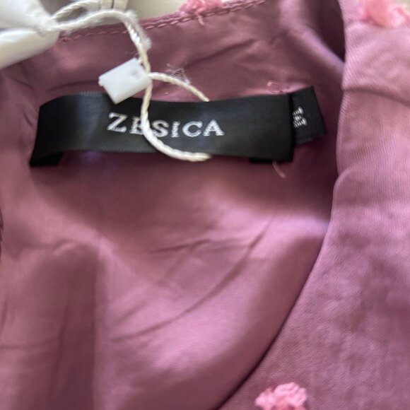 Zesica Dress Swiss Dot Tiered Maxi Womens Purple SZM Boho Style Long Sleeve - Picture 7 of 10